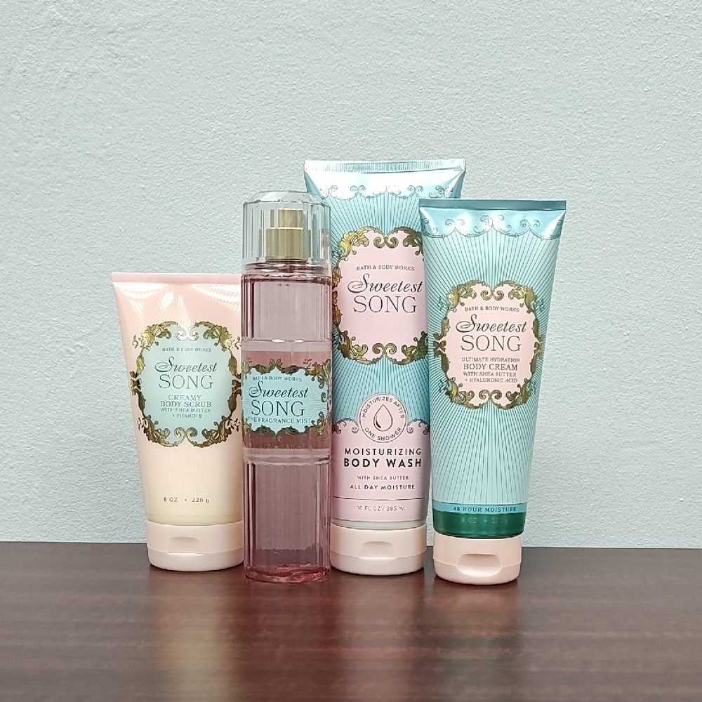 Bath & Body Works SWEETEST SONG 4 Piece Body Care Bundle Set